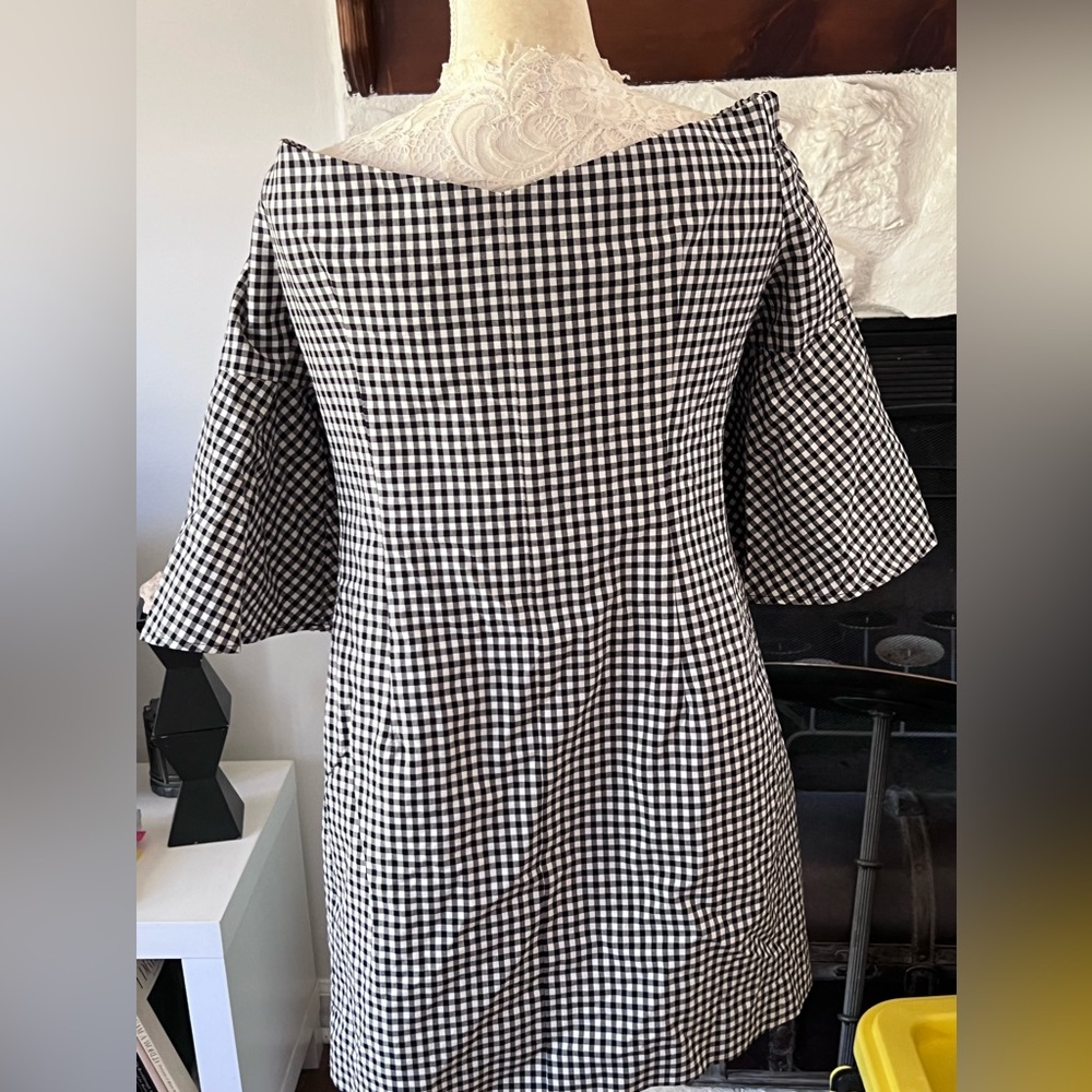 TOPSHOP BLACK AND WHITE GINGHAM CHECKERED COAT/JACKET OR DRESS SZ 12 NWT - Picture 6 of 11